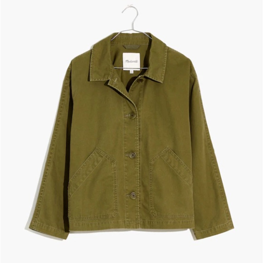 Madewell Baylow Cropped Jacket XXS Olive Utility Cotton Chore Minimalist - Picture 3 of 11